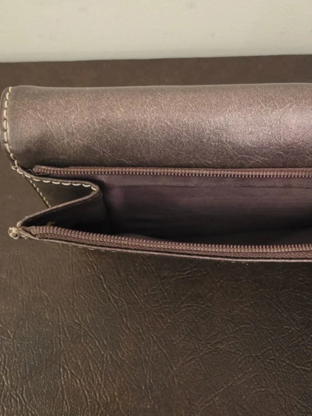 Vintage Nine West Brown Faux Leather Tri Fold Ladies Wallet